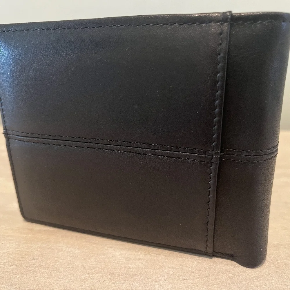 Swallow Mall Black Leather Wallet With RFID Secure Technology‎